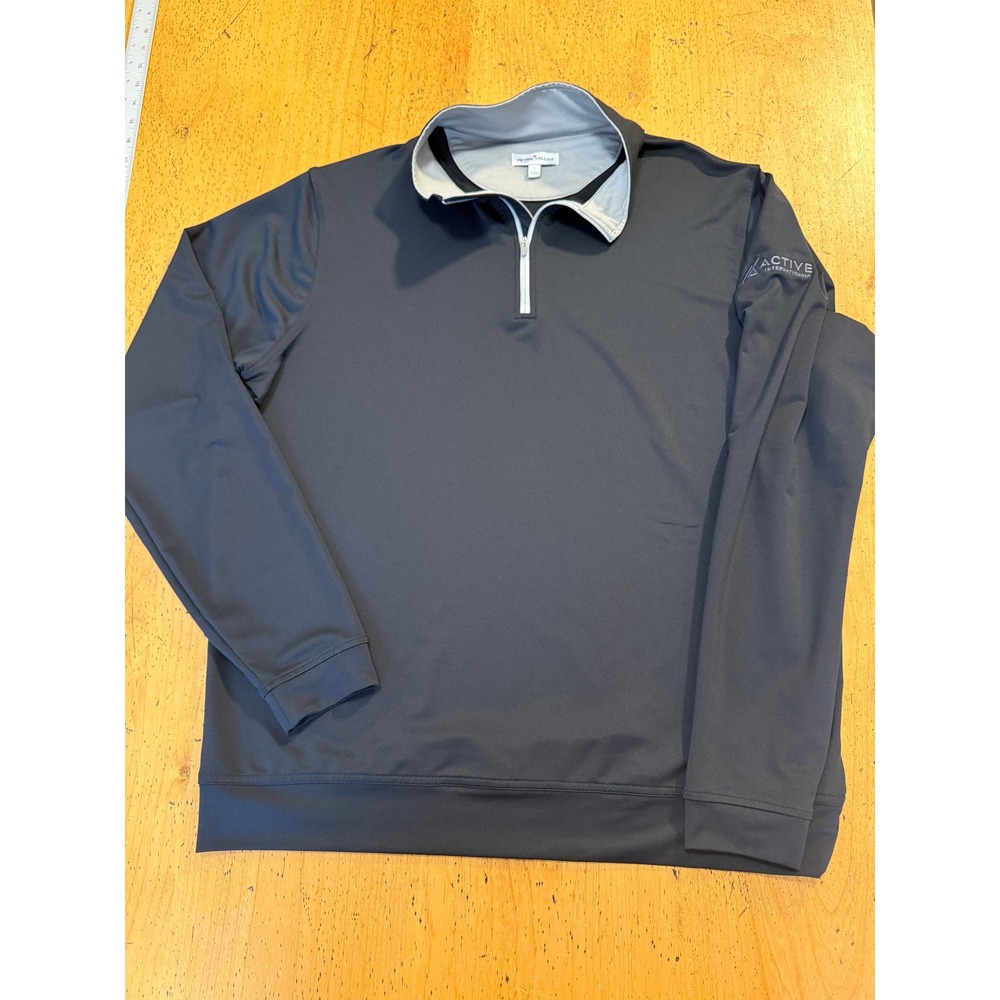 Peter Millar Perth Large Black Quarter Zip Pullover Golf Performance Mid Layer